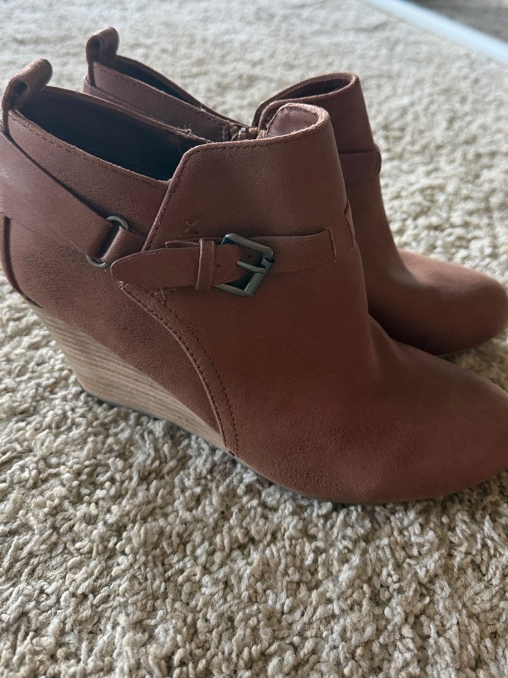 Report Rust Brown Suede Wedge Ankle Boots
